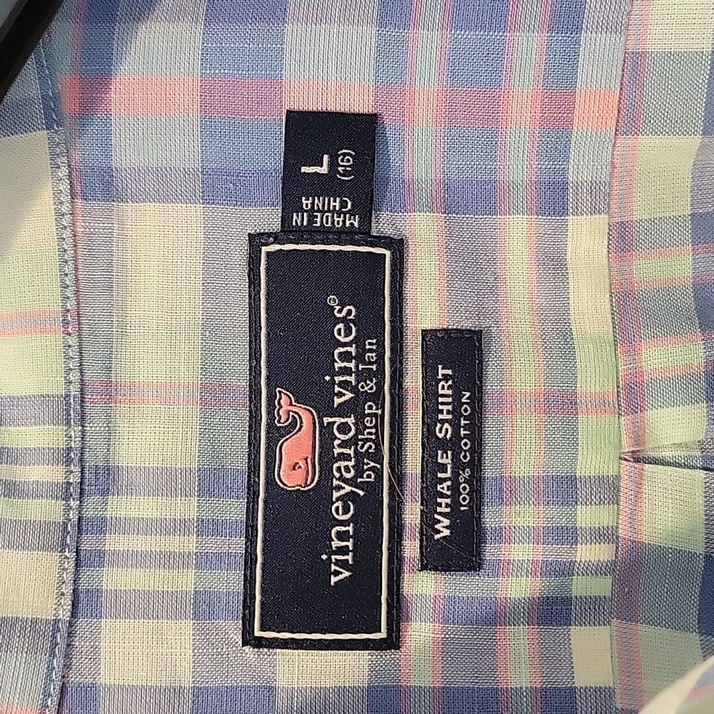 Vineyard Vines Boys Large (16) cotton plaid shirt - Picture 3 of 5